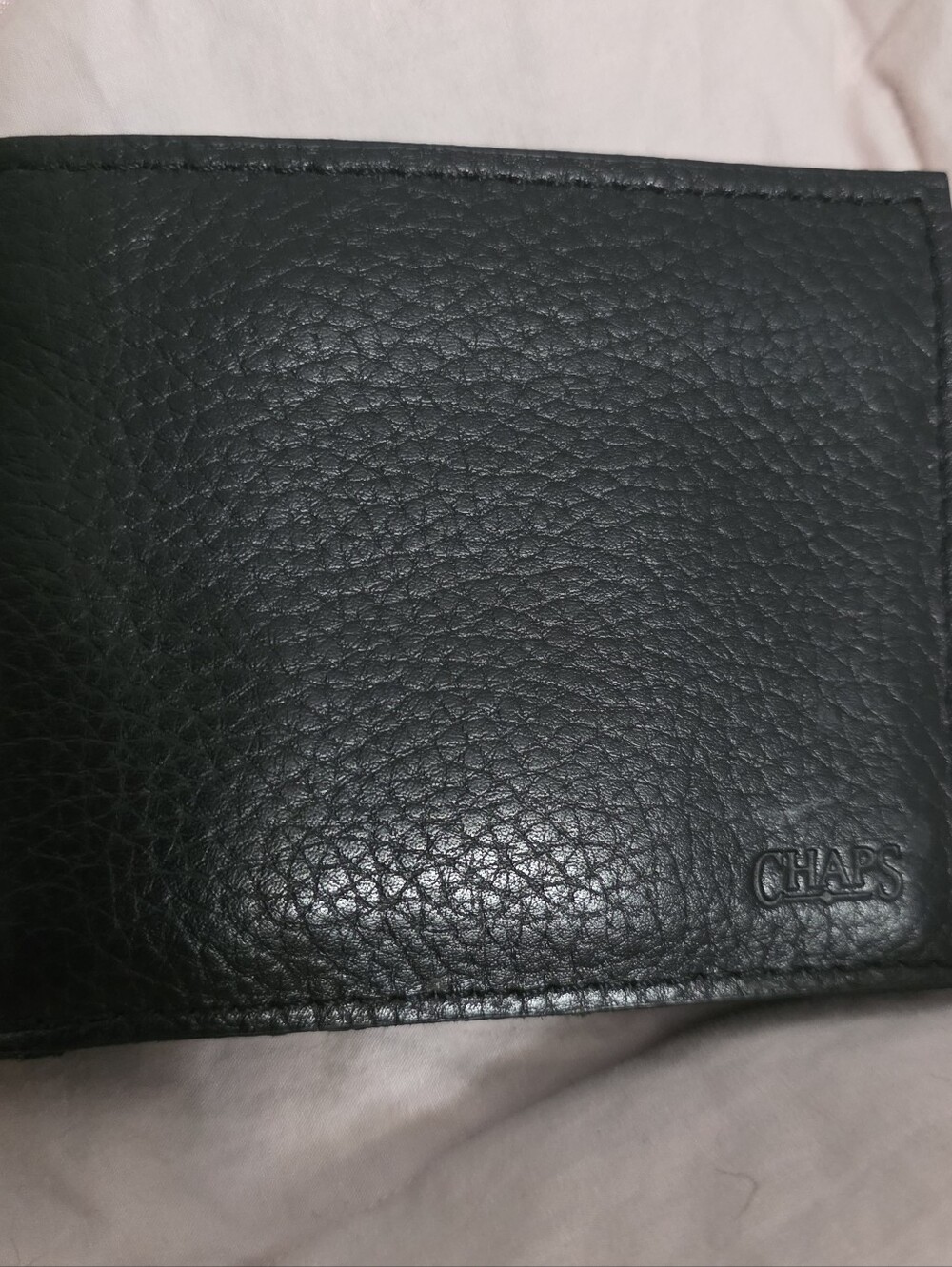 Chaps Black Pebble Leather Bi-Fold Wallet